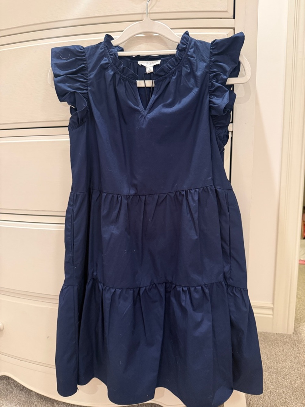 NWT A Loves A Navy L Ruffle Dress